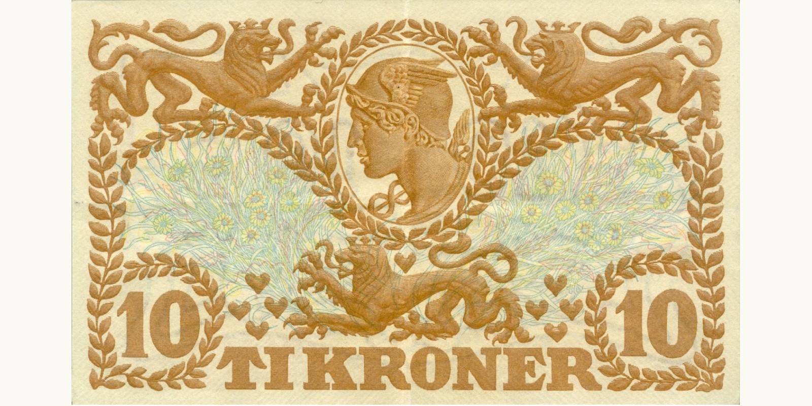 10 kroner Дания 1943 — Оборотная сторона