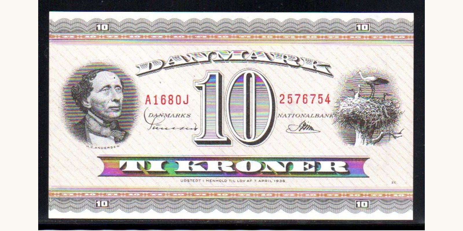 10 kroner Дания 1957 — Лицевая сторона