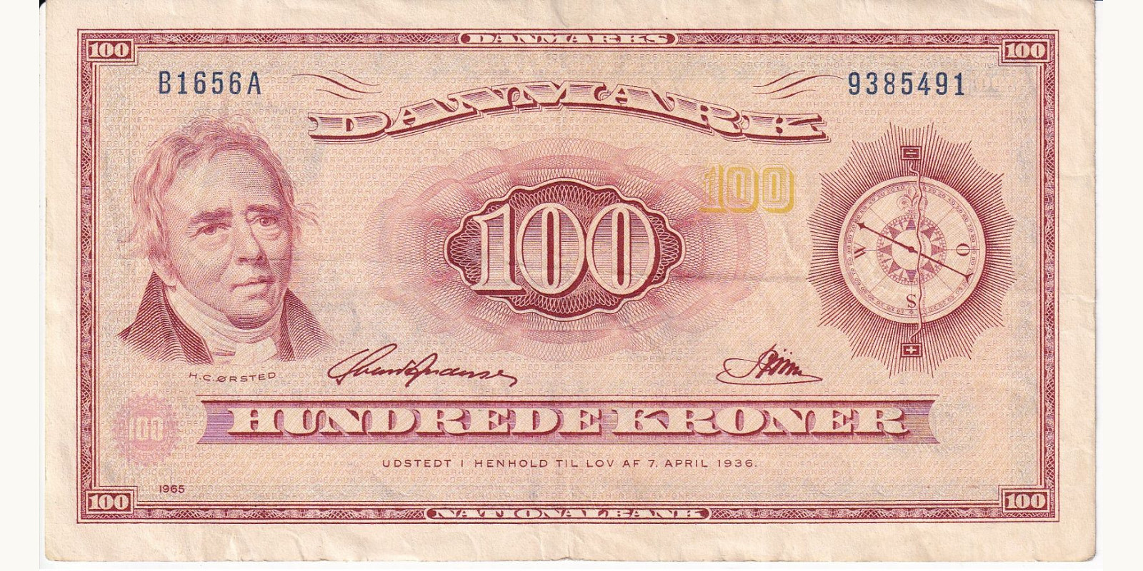 100 krone Denmark 1965 — Front side