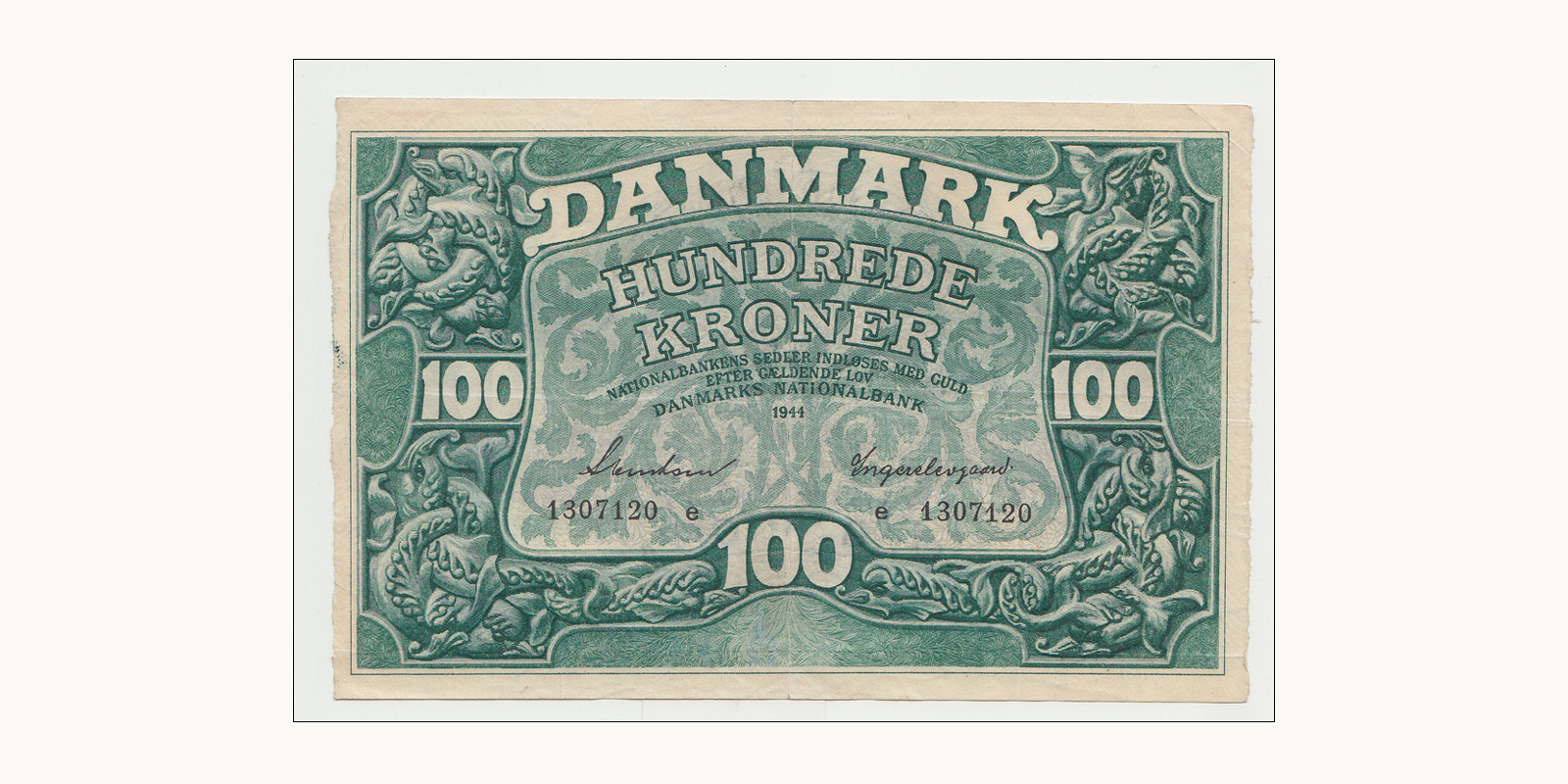 100 kroner Дания 1944 — Лицевая сторона