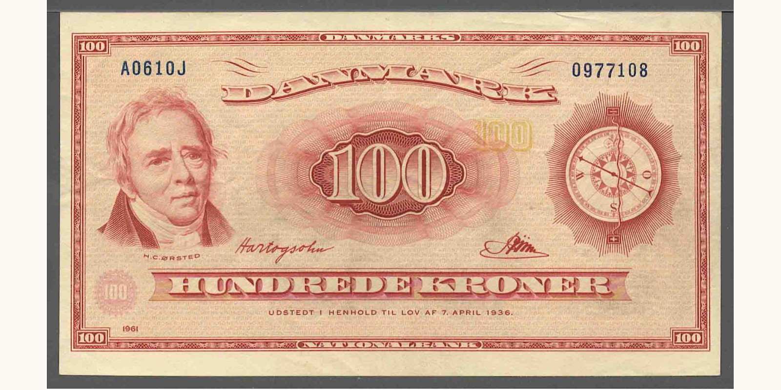 100 kroner Denmark 1961 — Front side