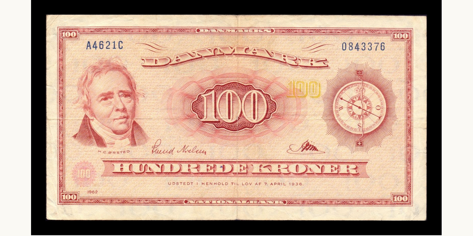 100 kroner Denmark 1962 — Front side