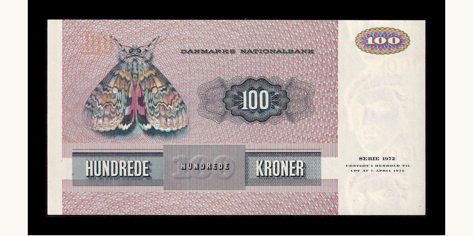 100 kroner Дания 1978 — Оборотная сторона