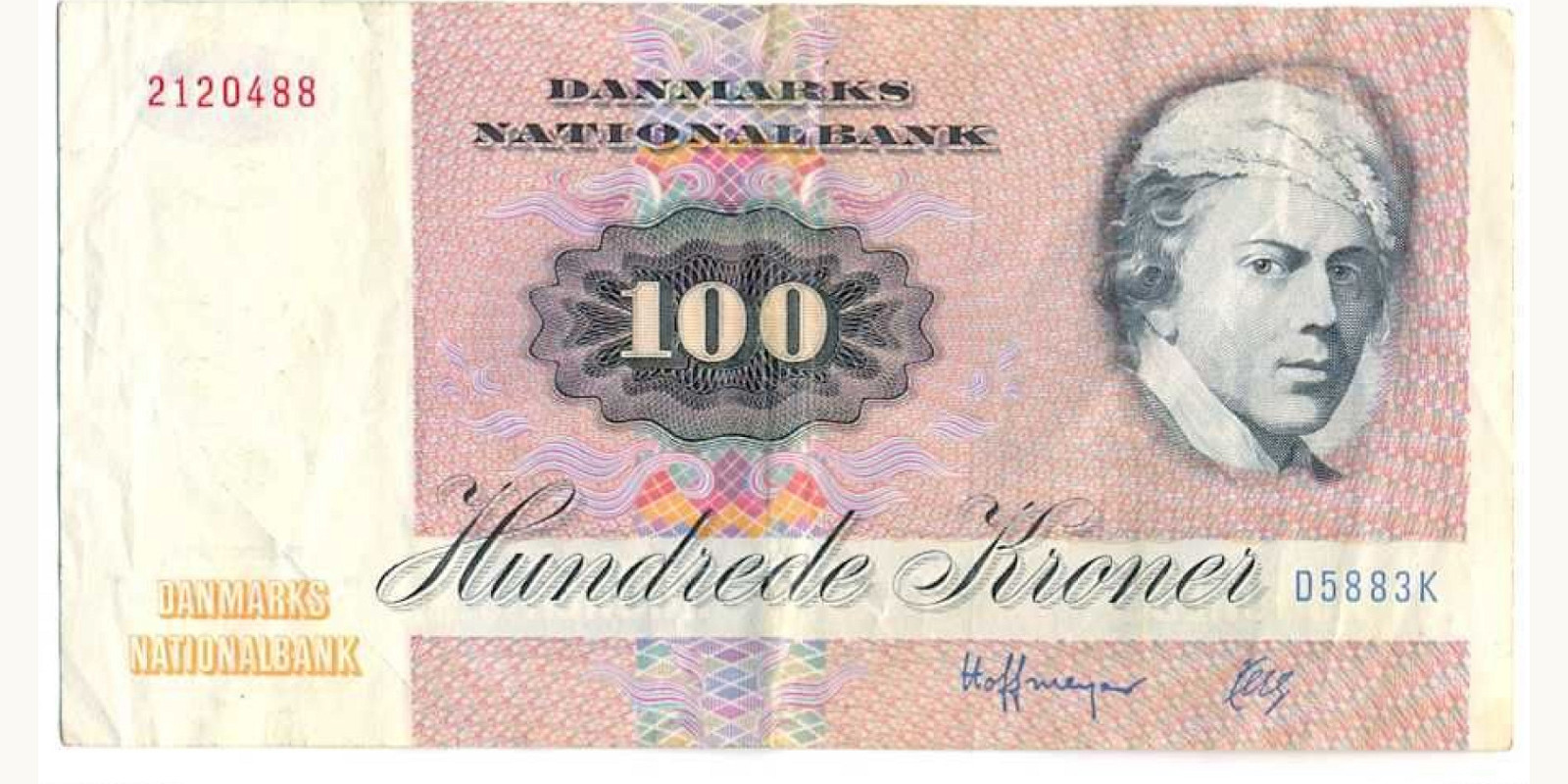 100 kroner Denmark 1988 — Front side