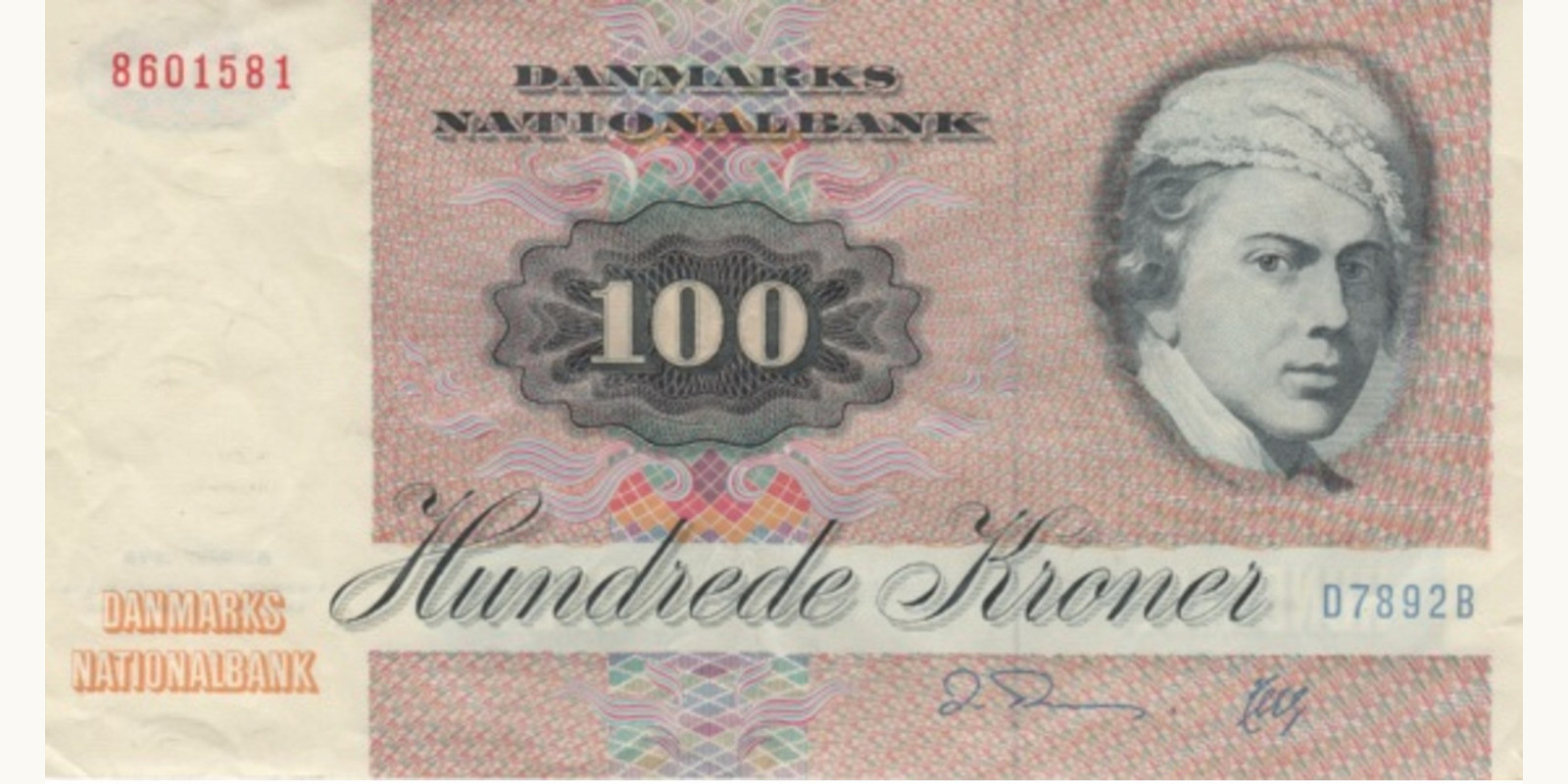 100 kroner Denmark 1989 — Front side
