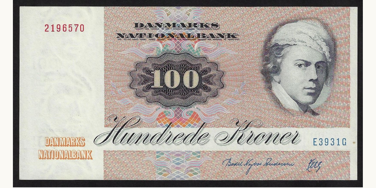 100 kroner Дания 1993 — Лицевая сторона