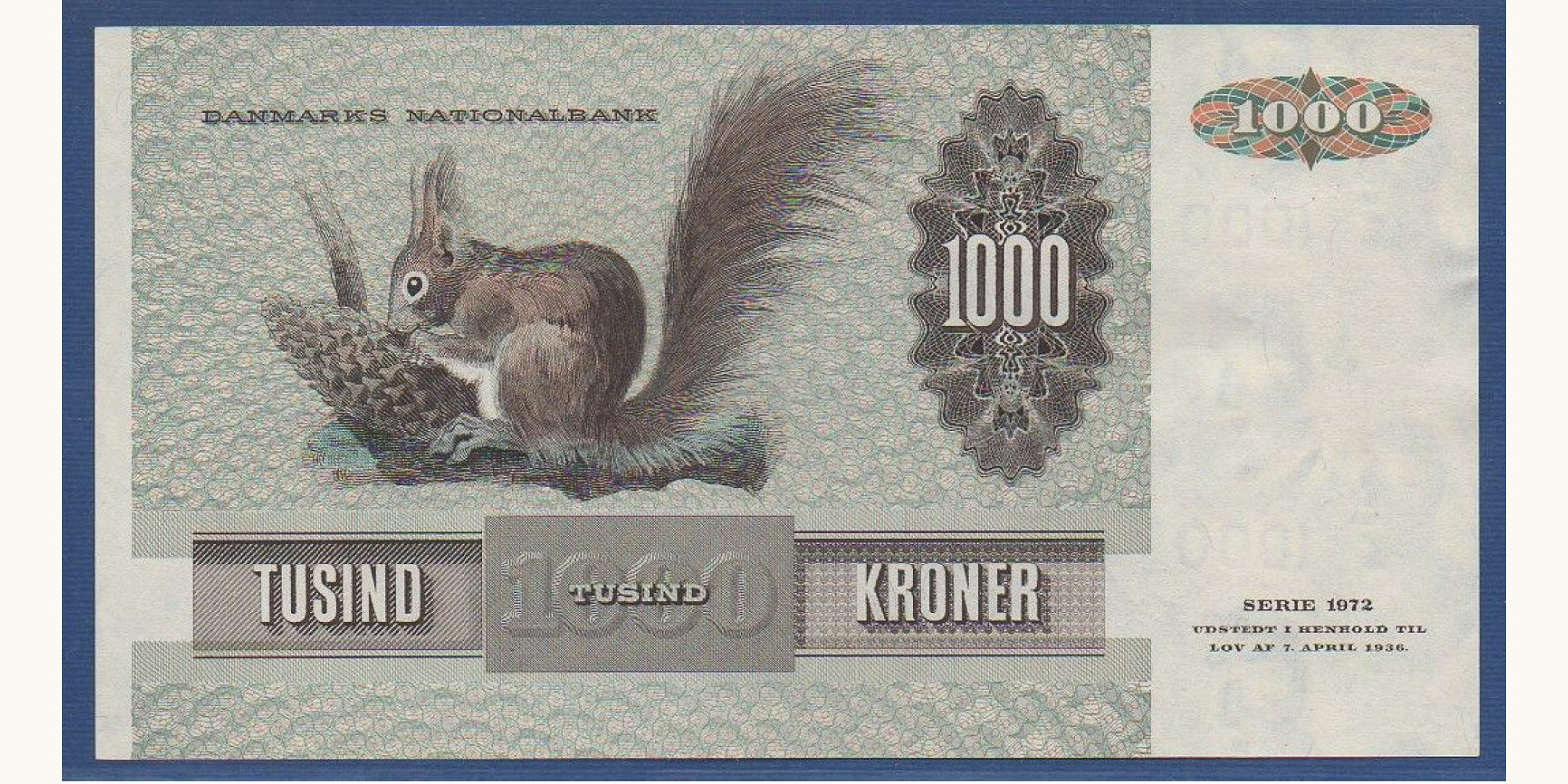 1000 kroner Дания 1986 — Оборотная сторона