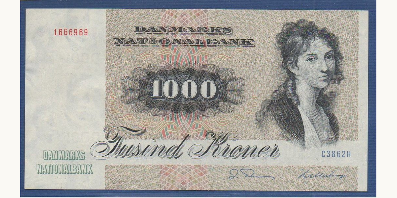 1000 kroner Дания 1986 — Лицевая сторона