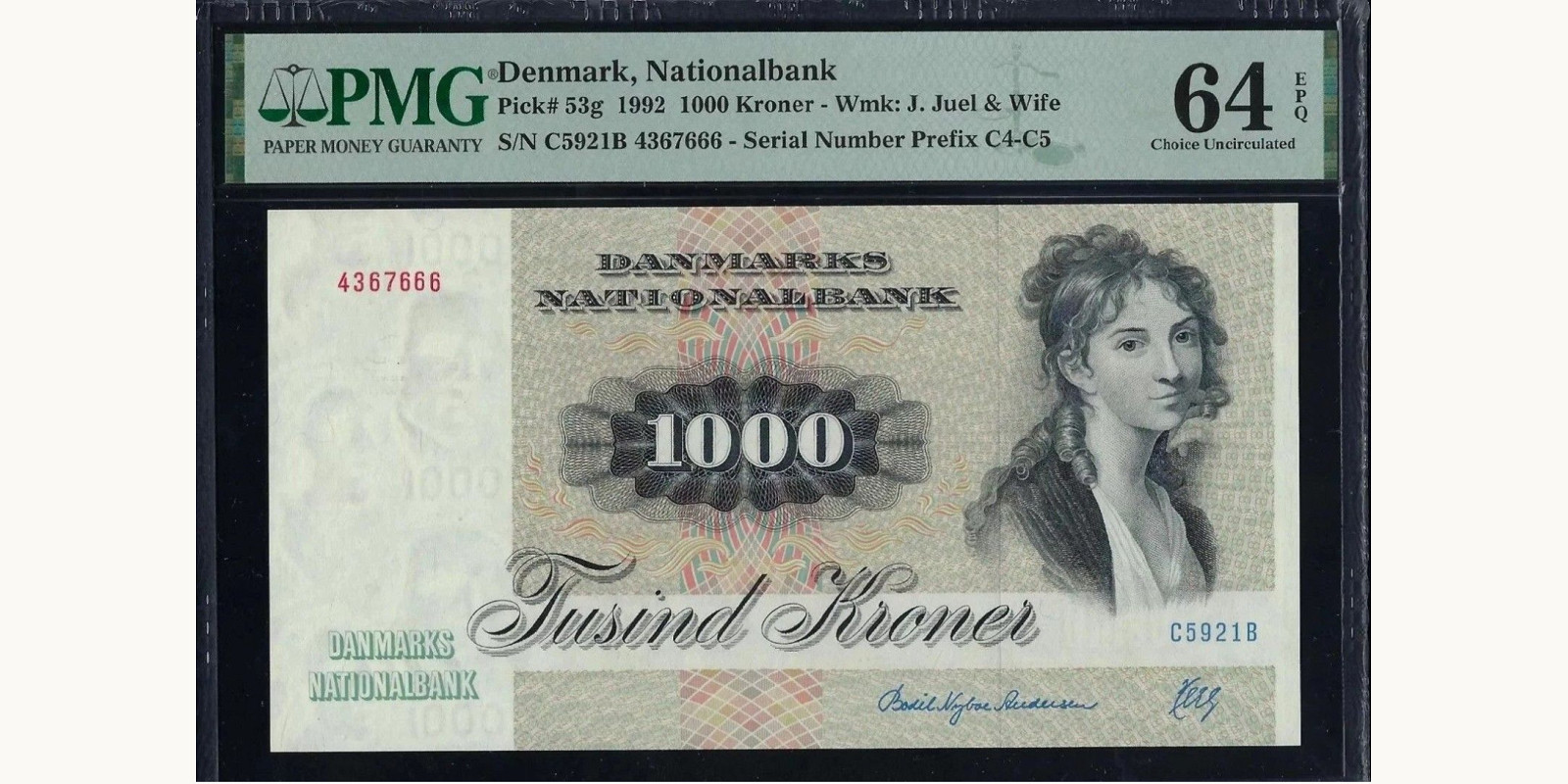 1000 kroner Дания 1992 — Лицевая сторона