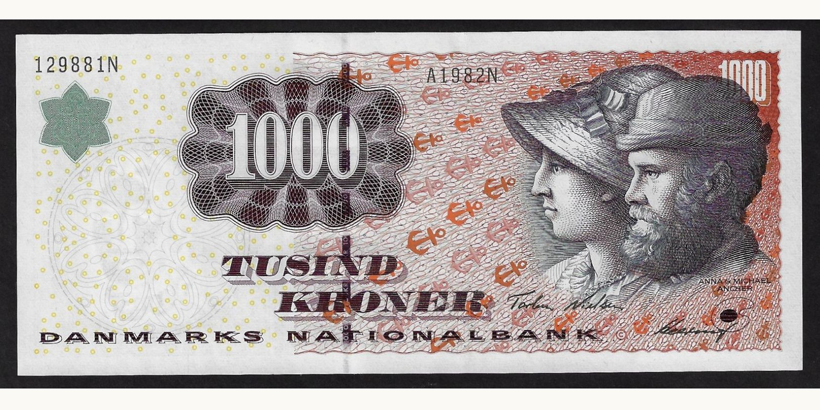 1000 kroner Дания 1998 — Лицевая сторона