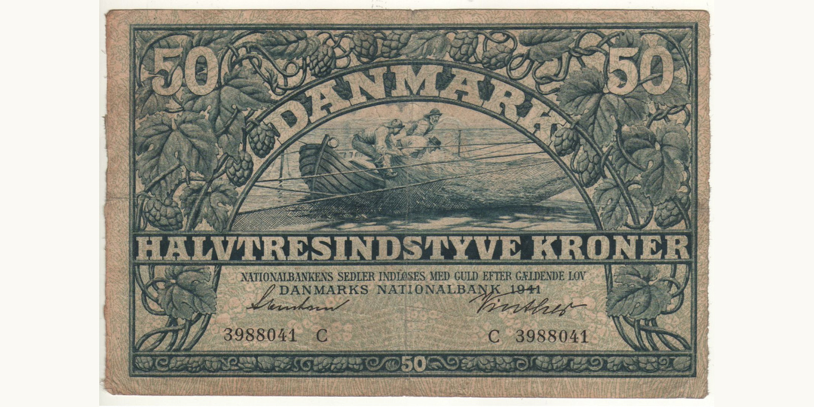 50 kroner Дания 1941 — Лицевая сторона