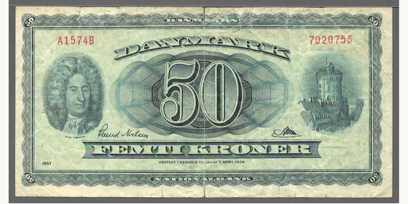 50 kroner Дания 1957 — Лицевая сторона