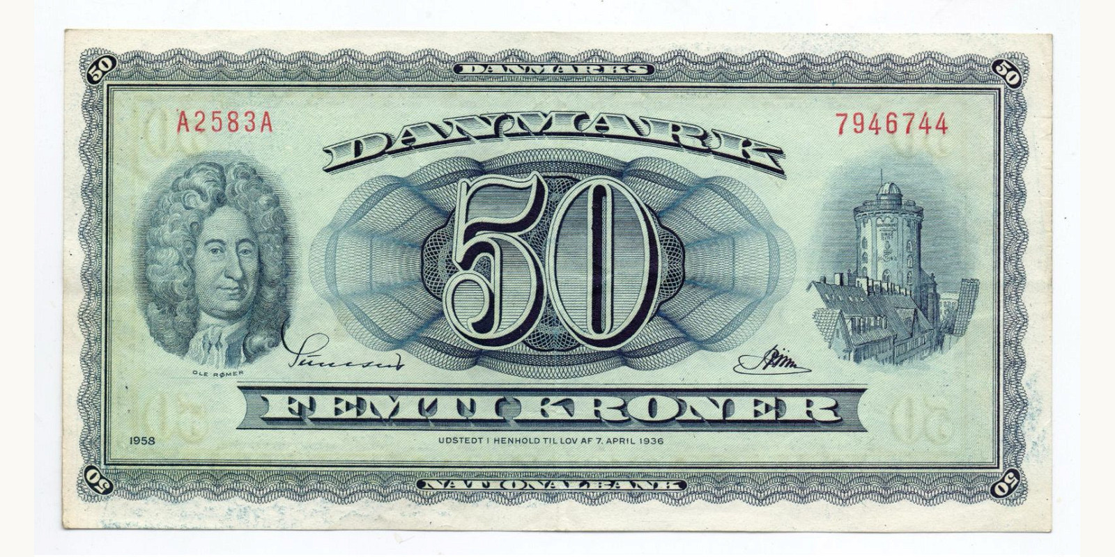 50 kroner Дания 1958 — Лицевая сторона