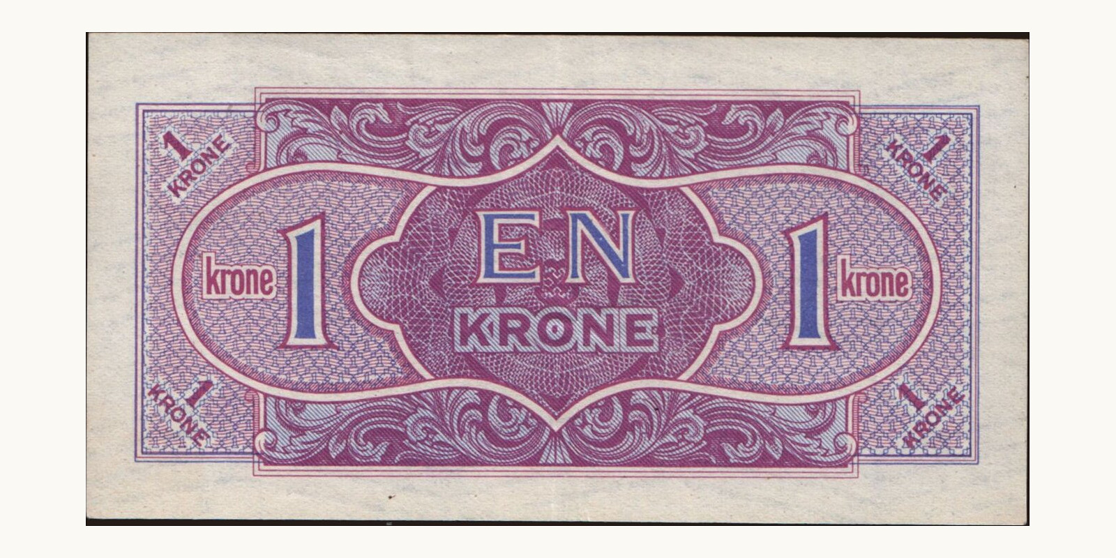 1 krone Denmark 1945 — Back side