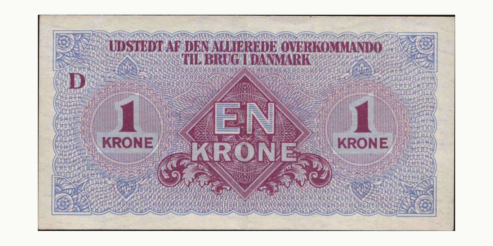 1 krone Denmark 1945 — Front side