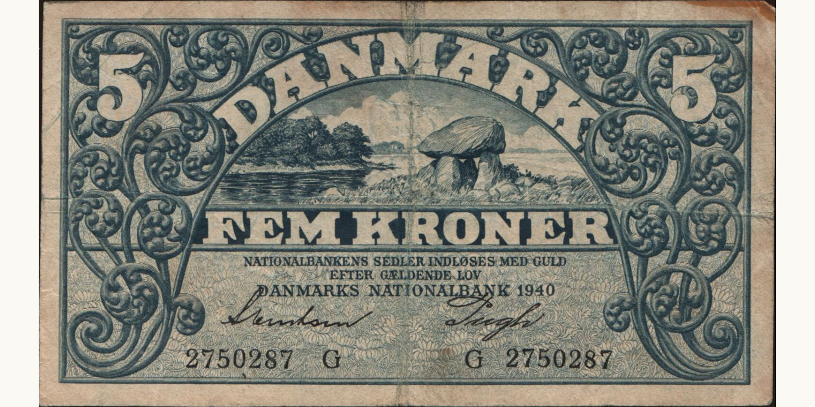 5 krone Дания 1940 — Лицевая сторона