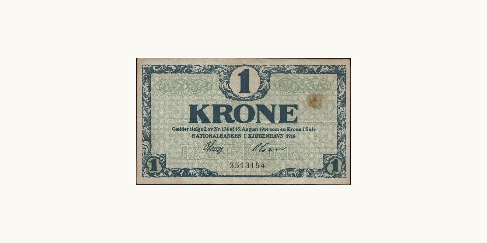 1 krone Дания 1916 — Лицевая сторона