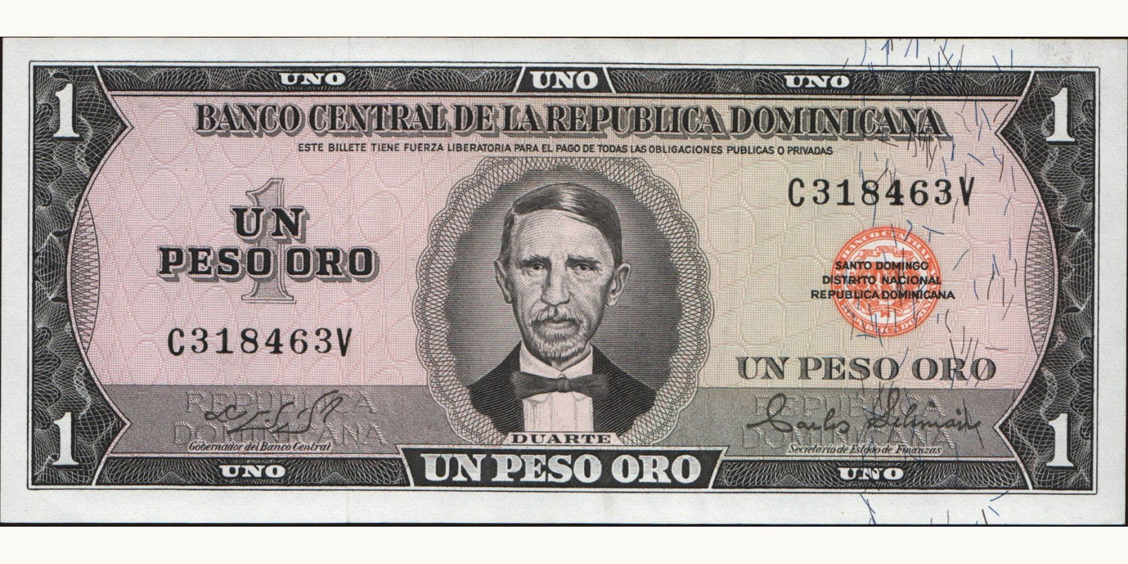 1 pesos Доминиканская Республика 1975 — Лицевая сторона