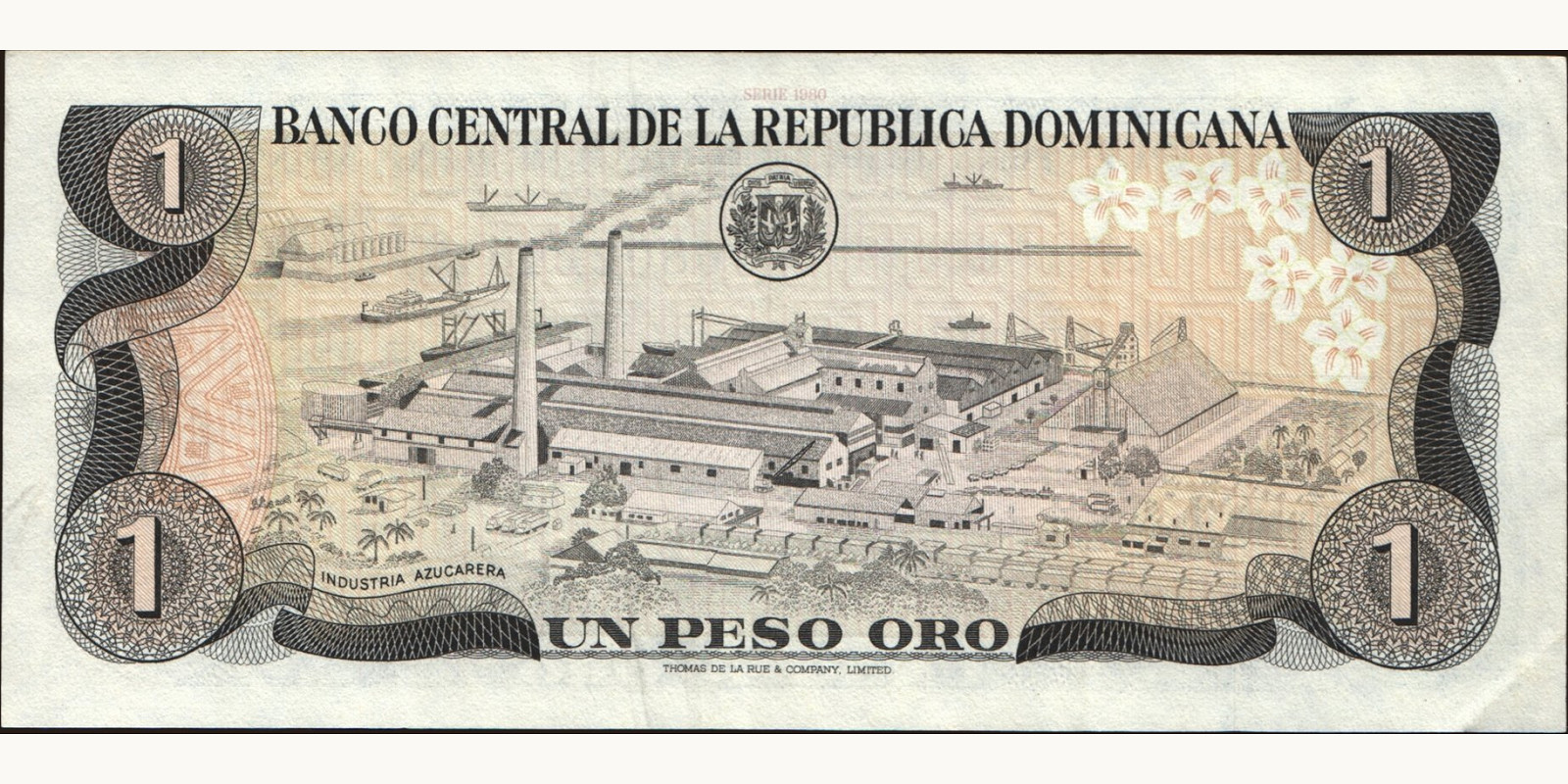 1 pesos Доминиканская Республика 1980 — Оборотная сторона