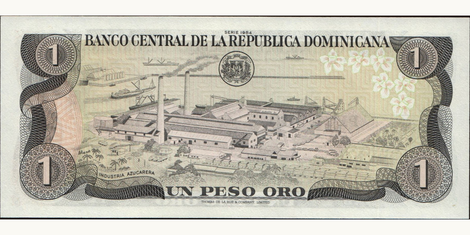 1 pesos Dominican Republic 1984 — Back side