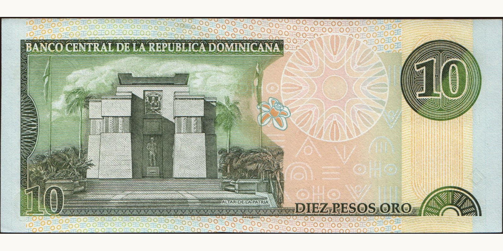 10 pesos Dominican Republic 2000 — Back side