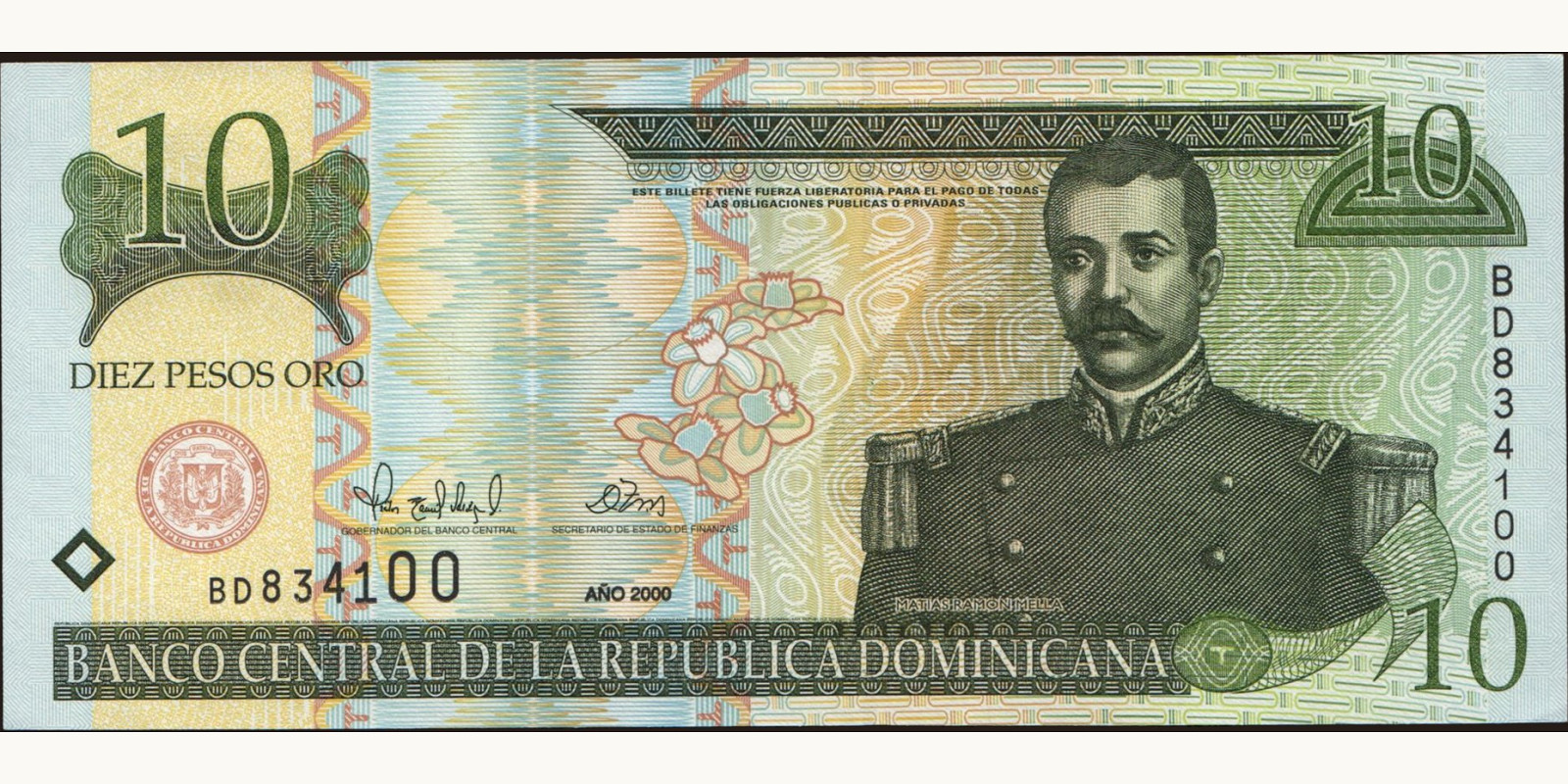 10 pesos Dominican Republic 2000 — Front side