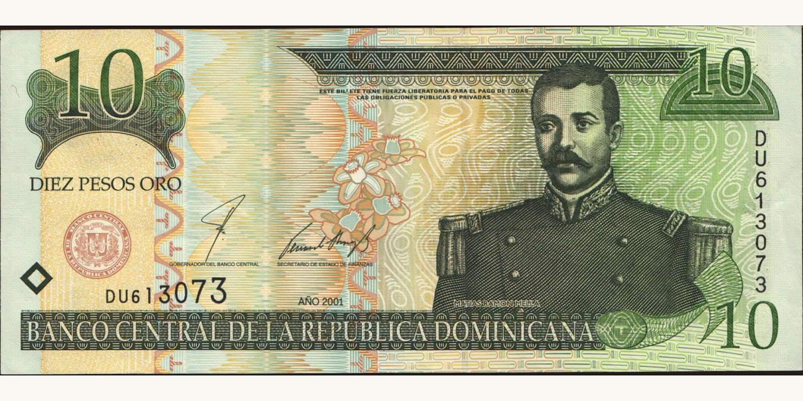 10 pesos Доминиканская Республика 2001 — Лицевая сторона