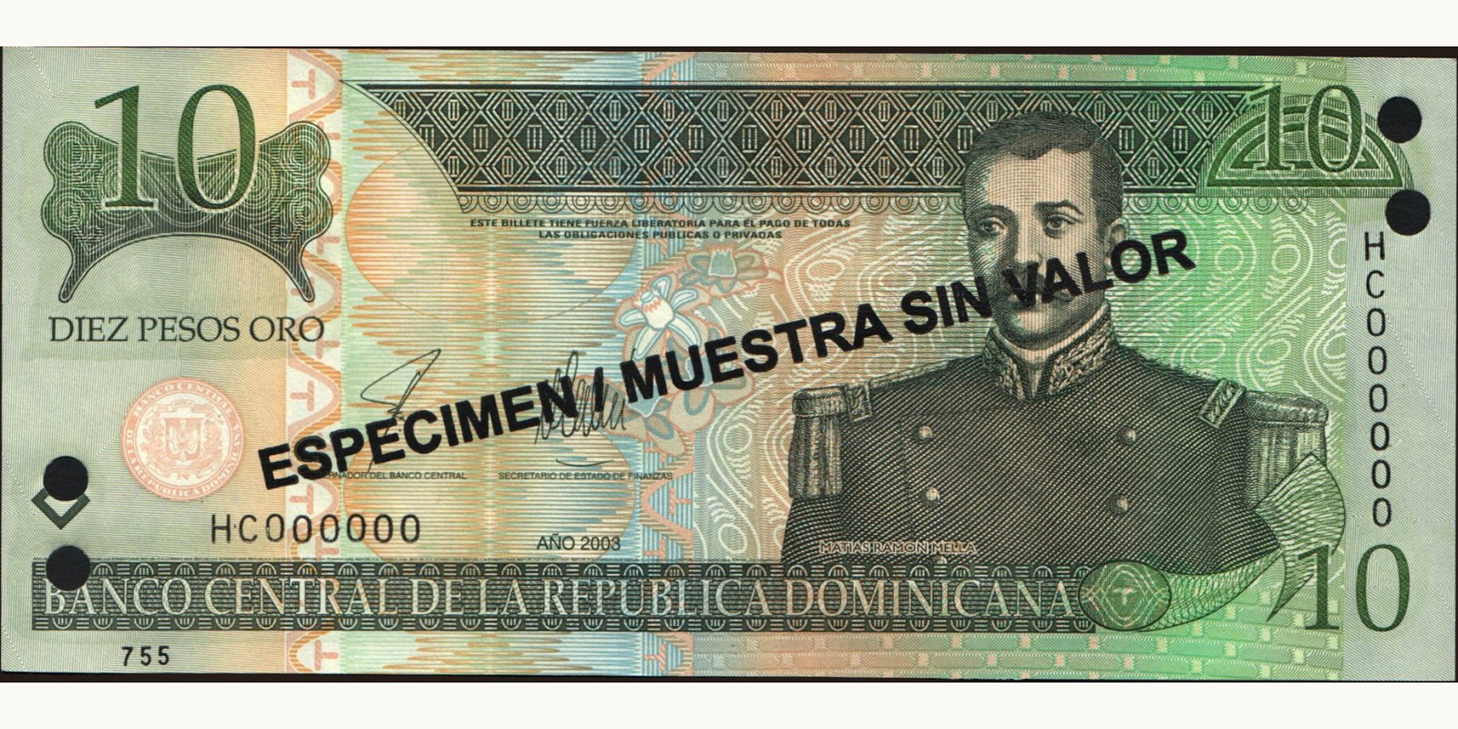 10 pesos Доминиканская Республика 2003 — Лицевая сторона