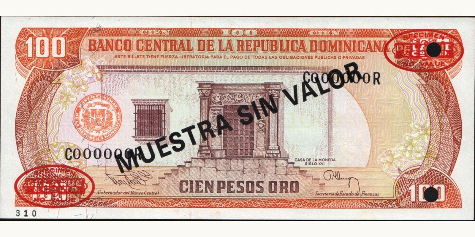 100 pesos Dominican Republic 1994 — Front side