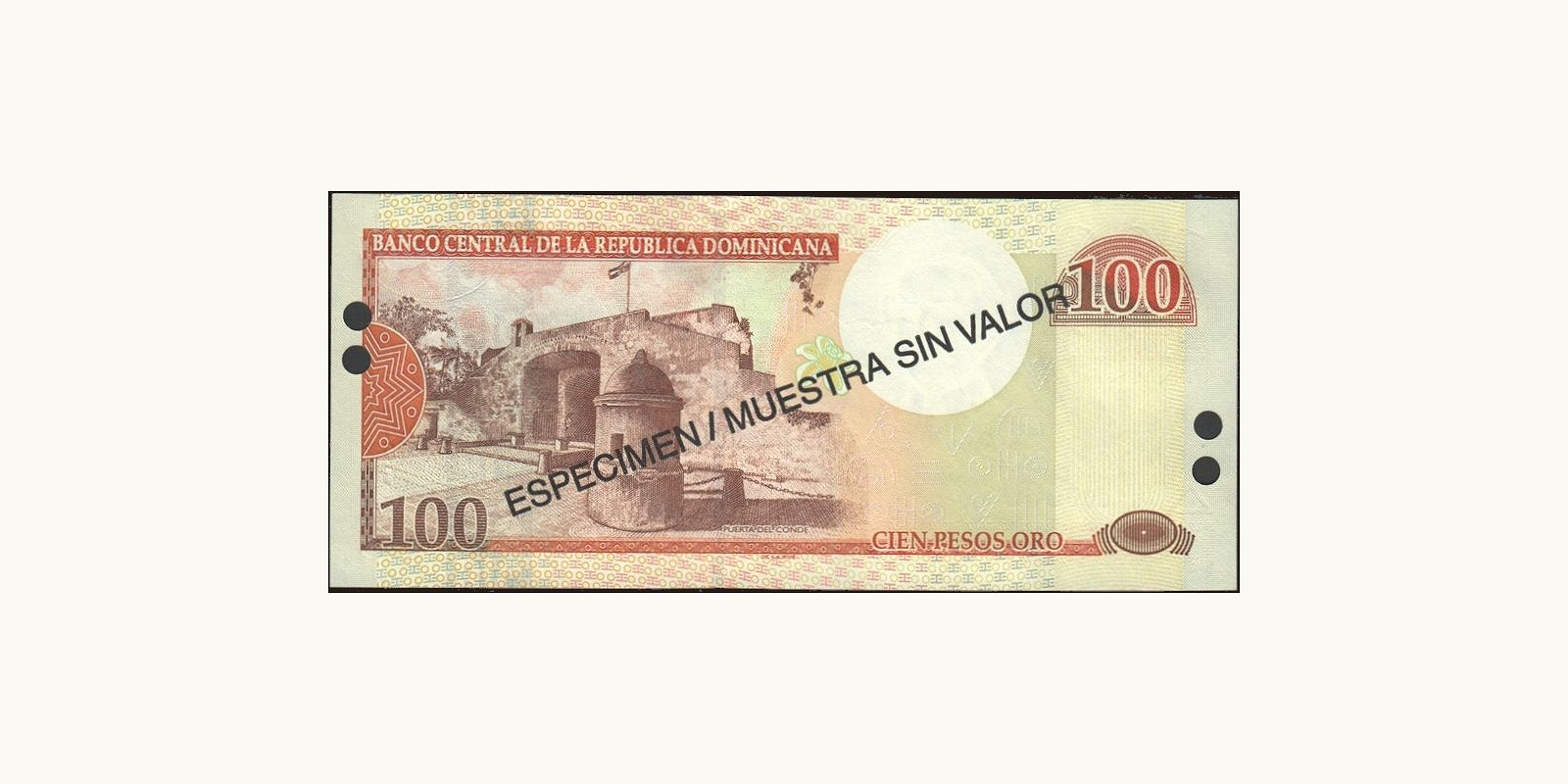 100 pesos Dominican Republic 2001 — Back side