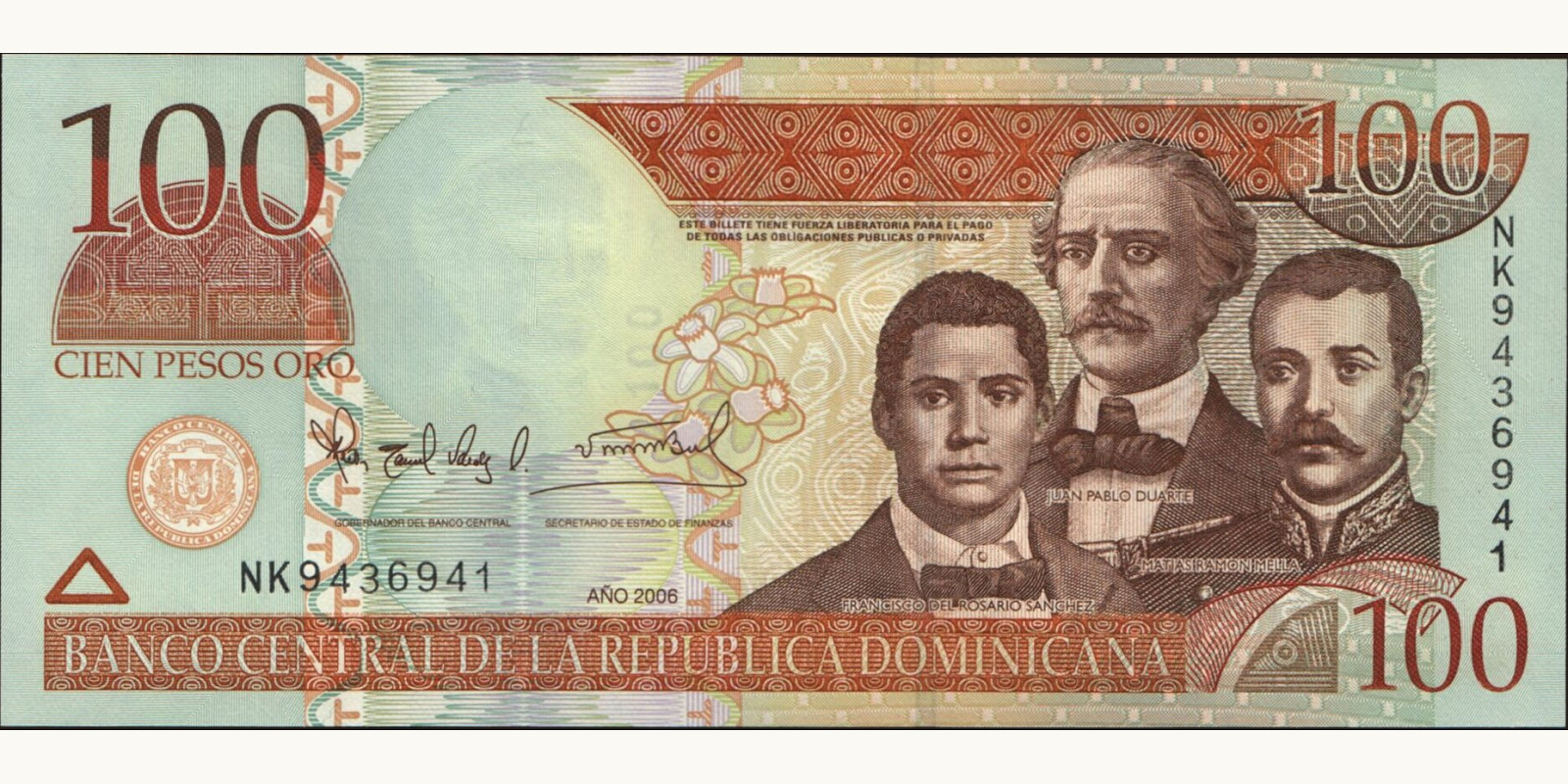 100 pesos Доминиканская Республика 2006 — Лицевая сторона