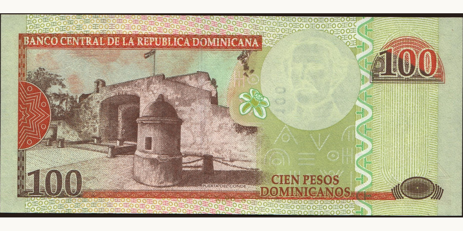 100 pesos Доминиканская Республика 2013 — Оборотная сторона