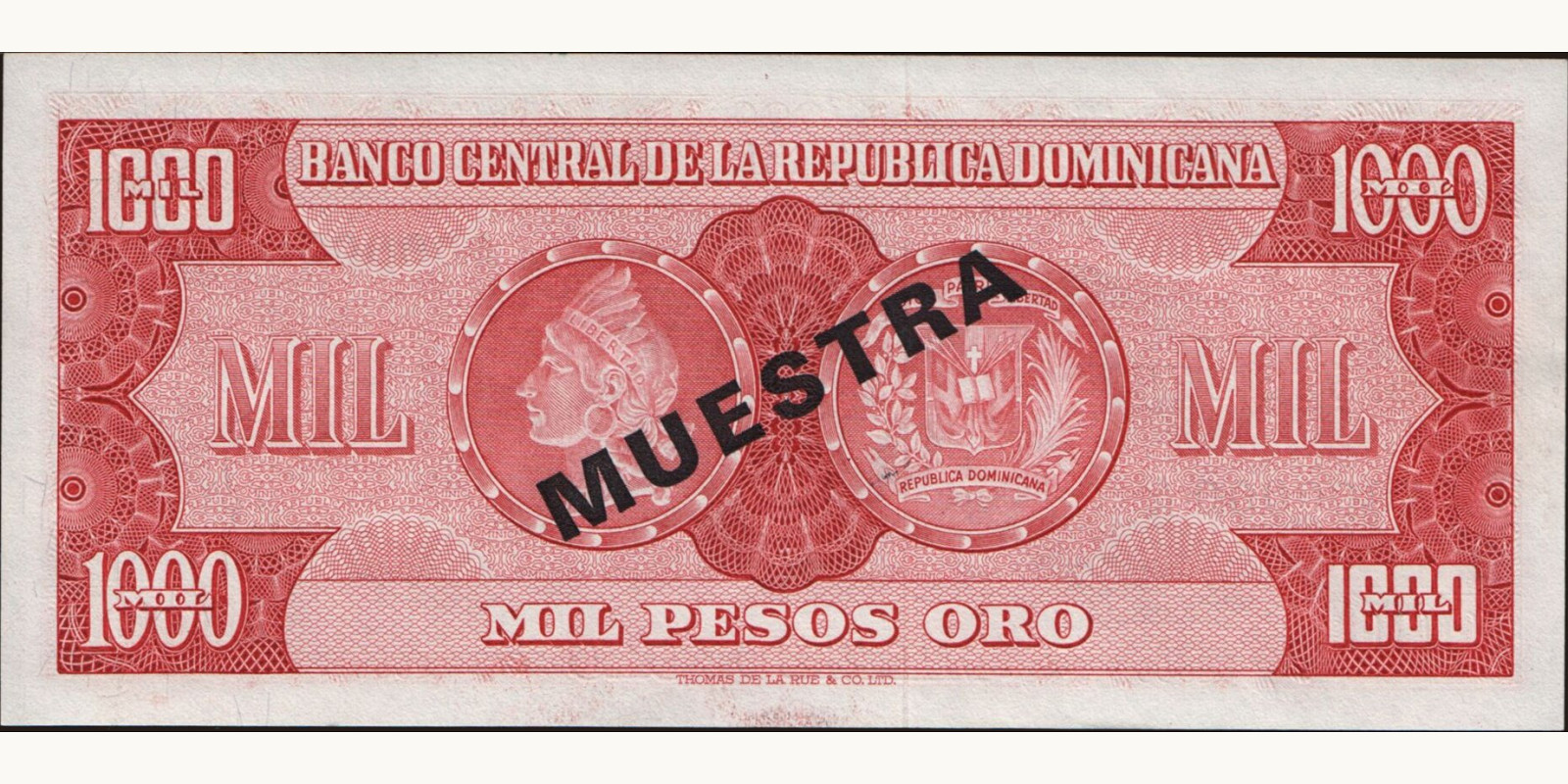 1000 pesos Доминиканская Республика 1964 — Оборотная сторона