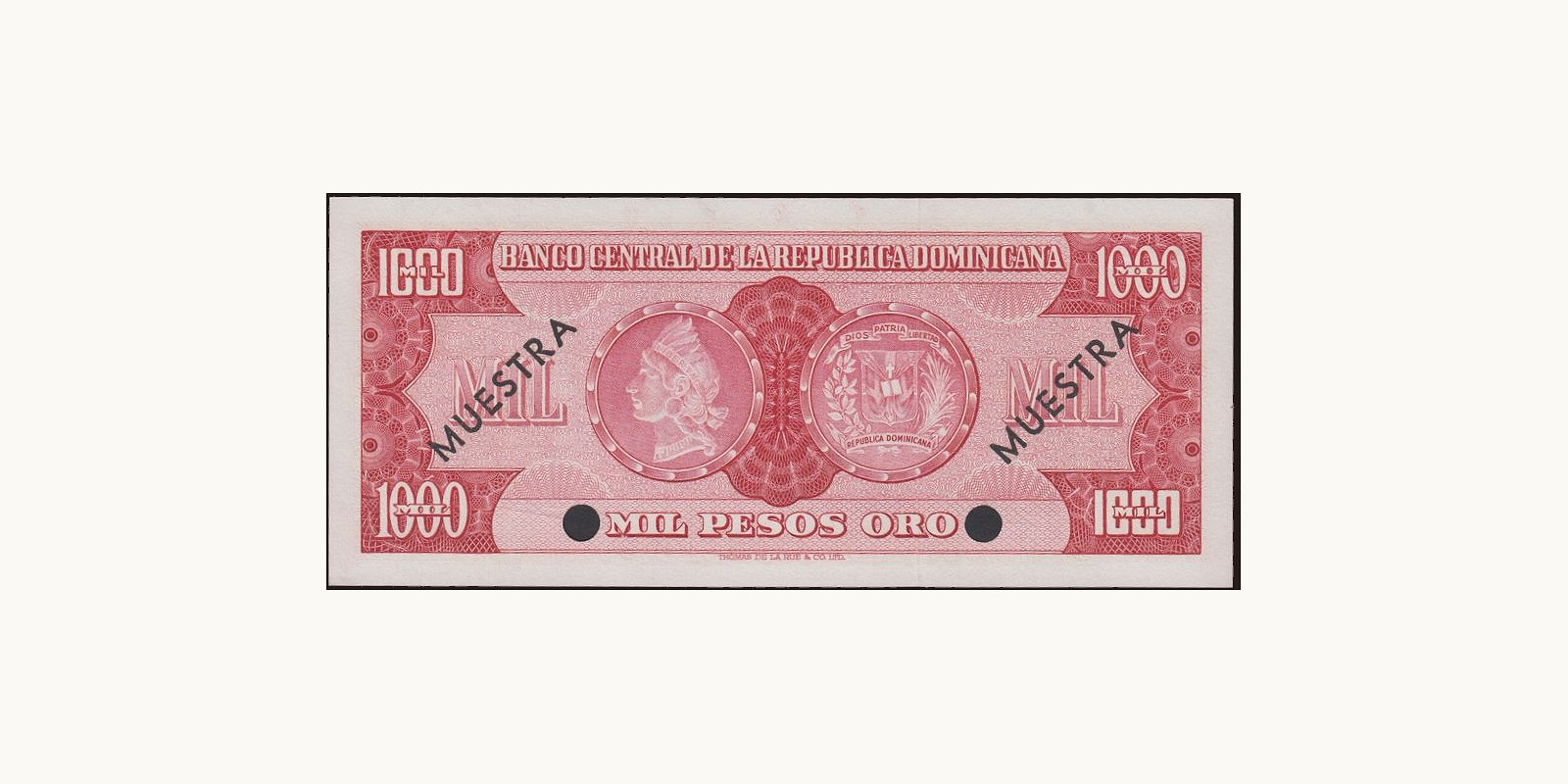 1000 pesos Dominican Republic 1975 — Back side