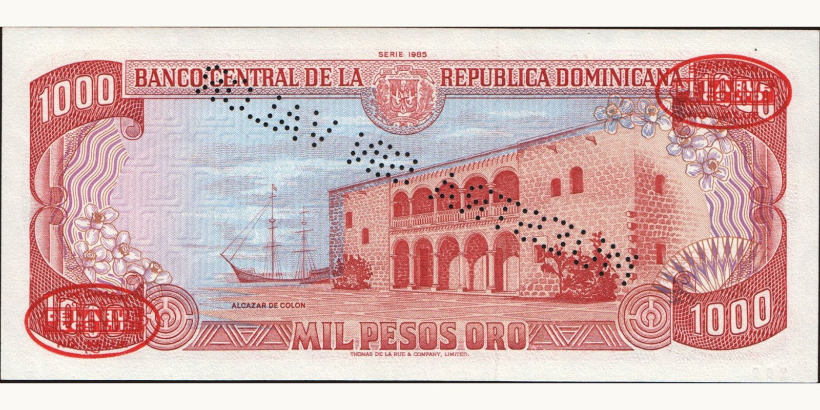 1000 pesos Доминиканская Республика 1985 — Оборотная сторона