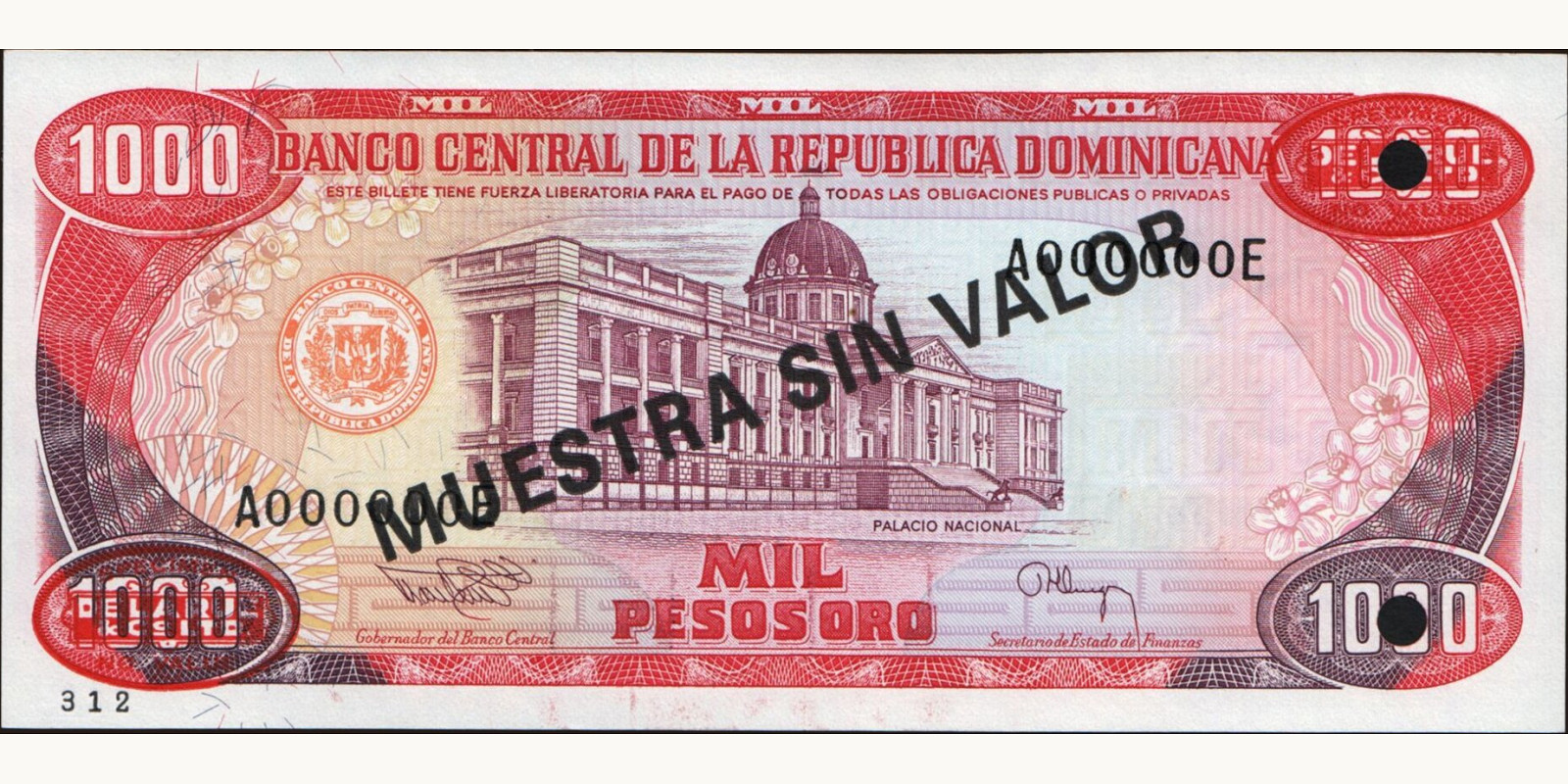 1000 pesos Dominican Republic 1994 — Front side