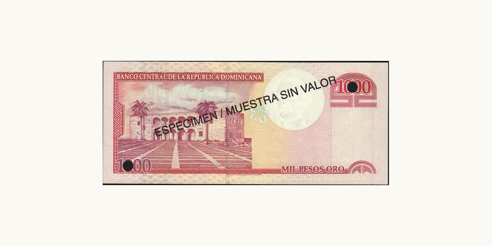 1000 pesos Dominican Republic 2000 — Back side