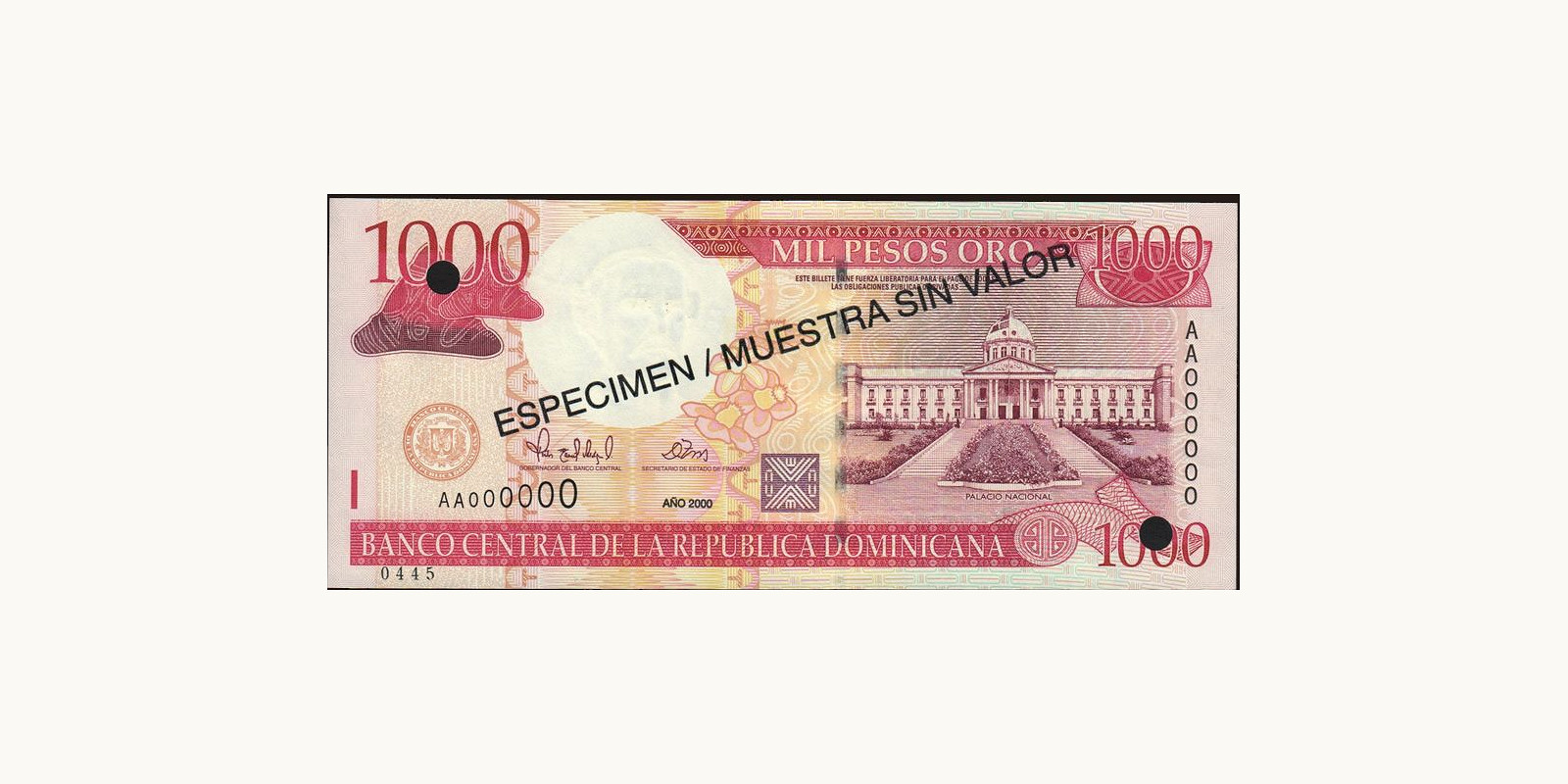 1000 pesos Dominican Republic 2000 — Front side
