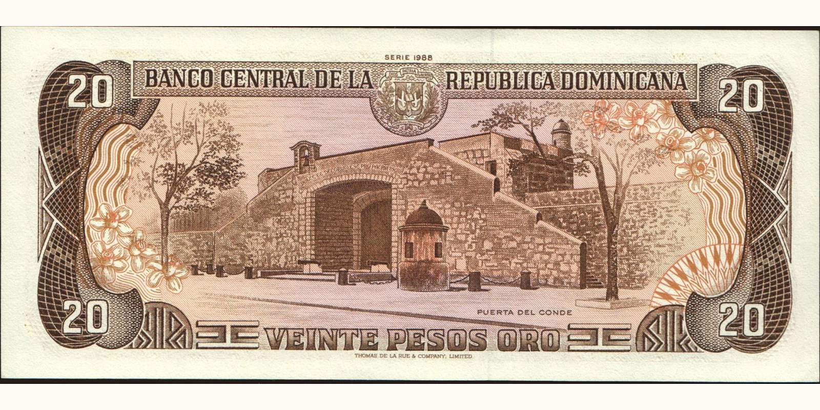 20 pesos Доминиканская Республика 1988 — Оборотная сторона