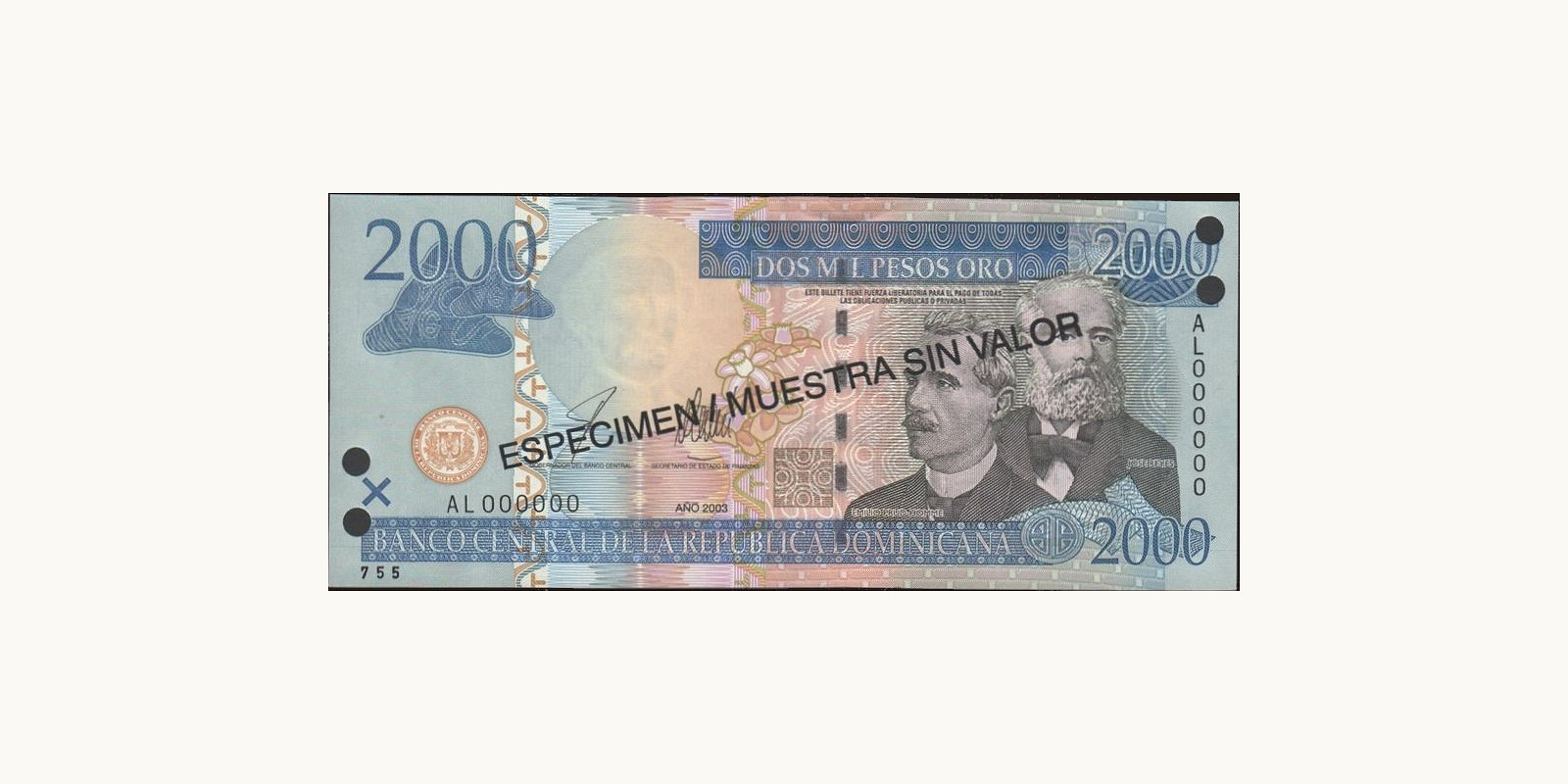 2003 pesos Доминиканская Республика 2000 — Лицевая сторона