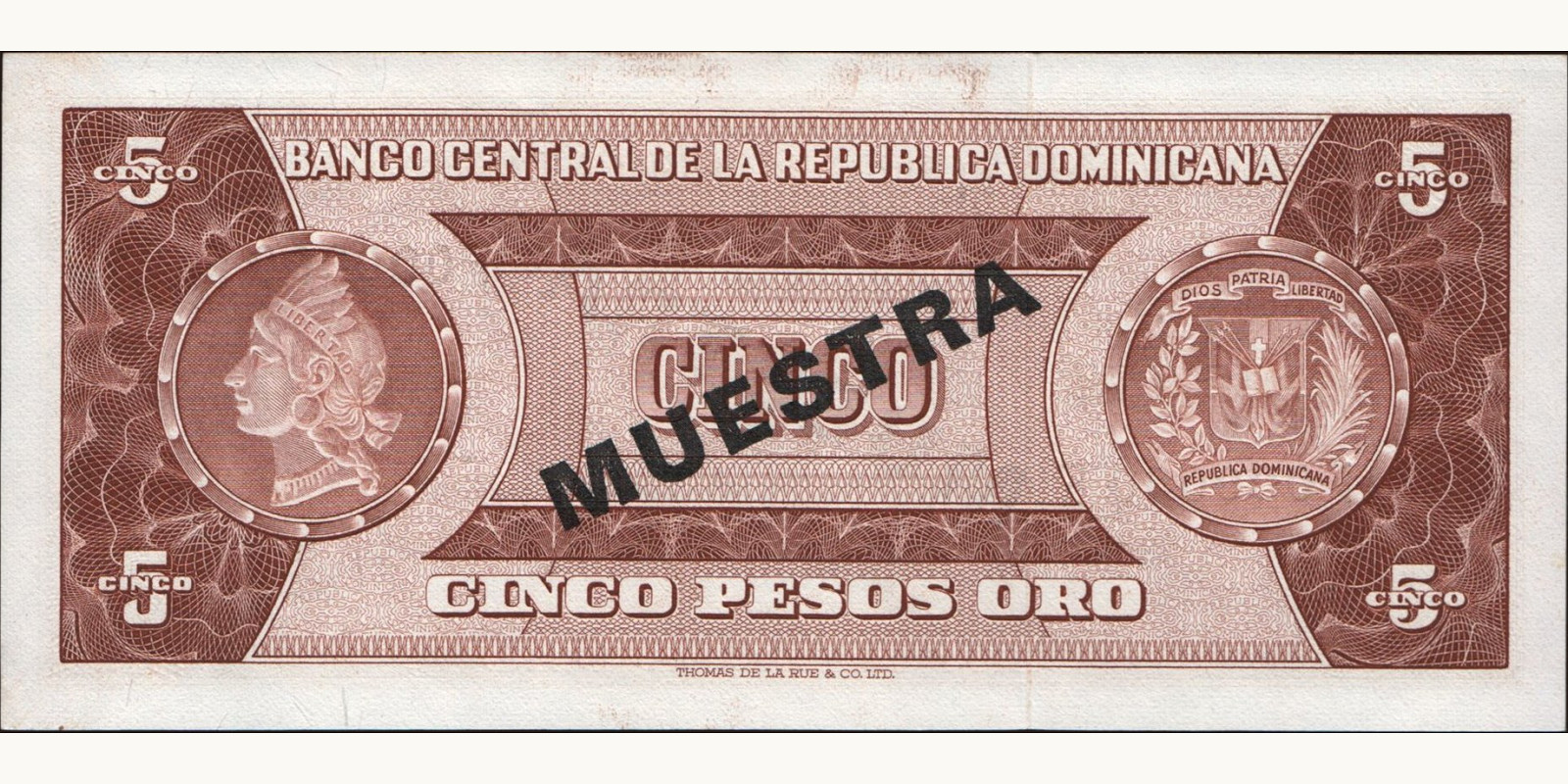 5 pesos Доминиканская Республика 1964 — Оборотная сторона