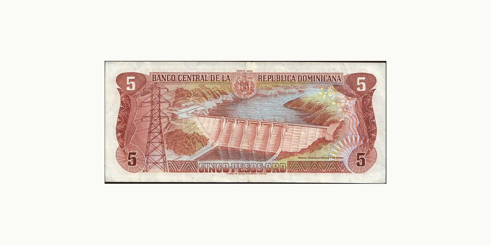 5 pesos Доминиканская Республика 1982 — Оборотная сторона