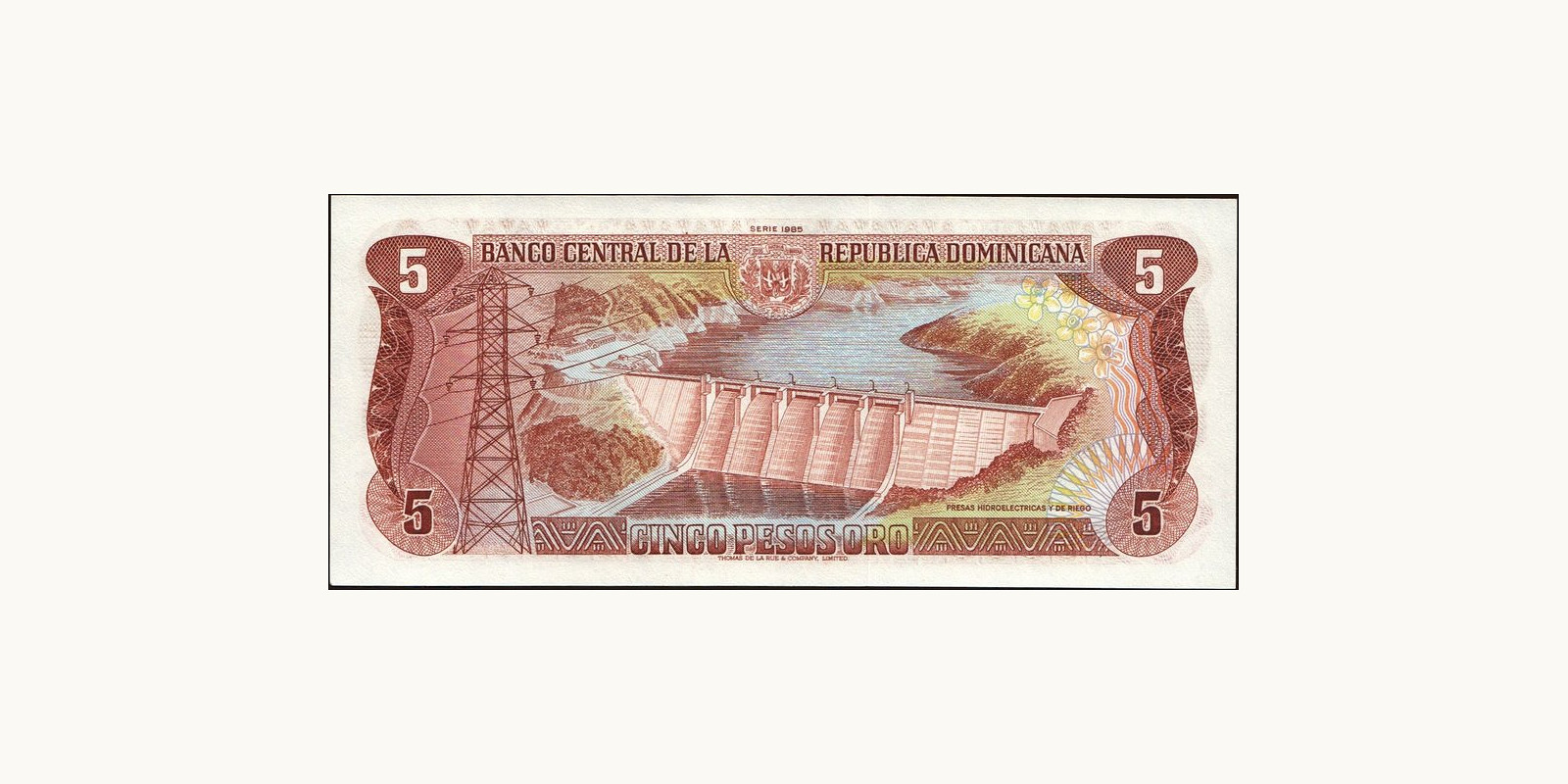 5 pesos Доминиканская Республика 1985 — Оборотная сторона