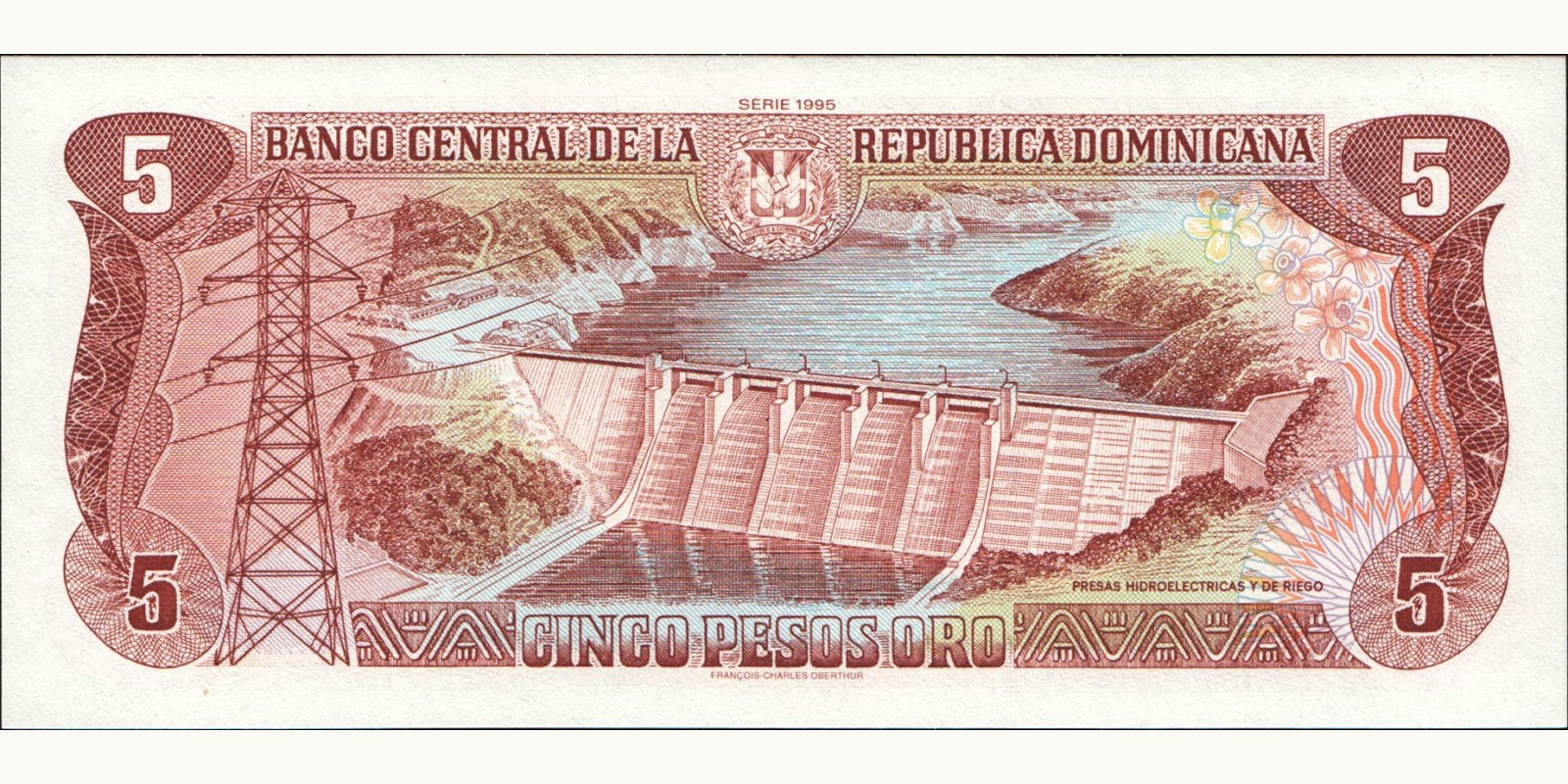 5 pesos Доминиканская Республика 1995 — Оборотная сторона