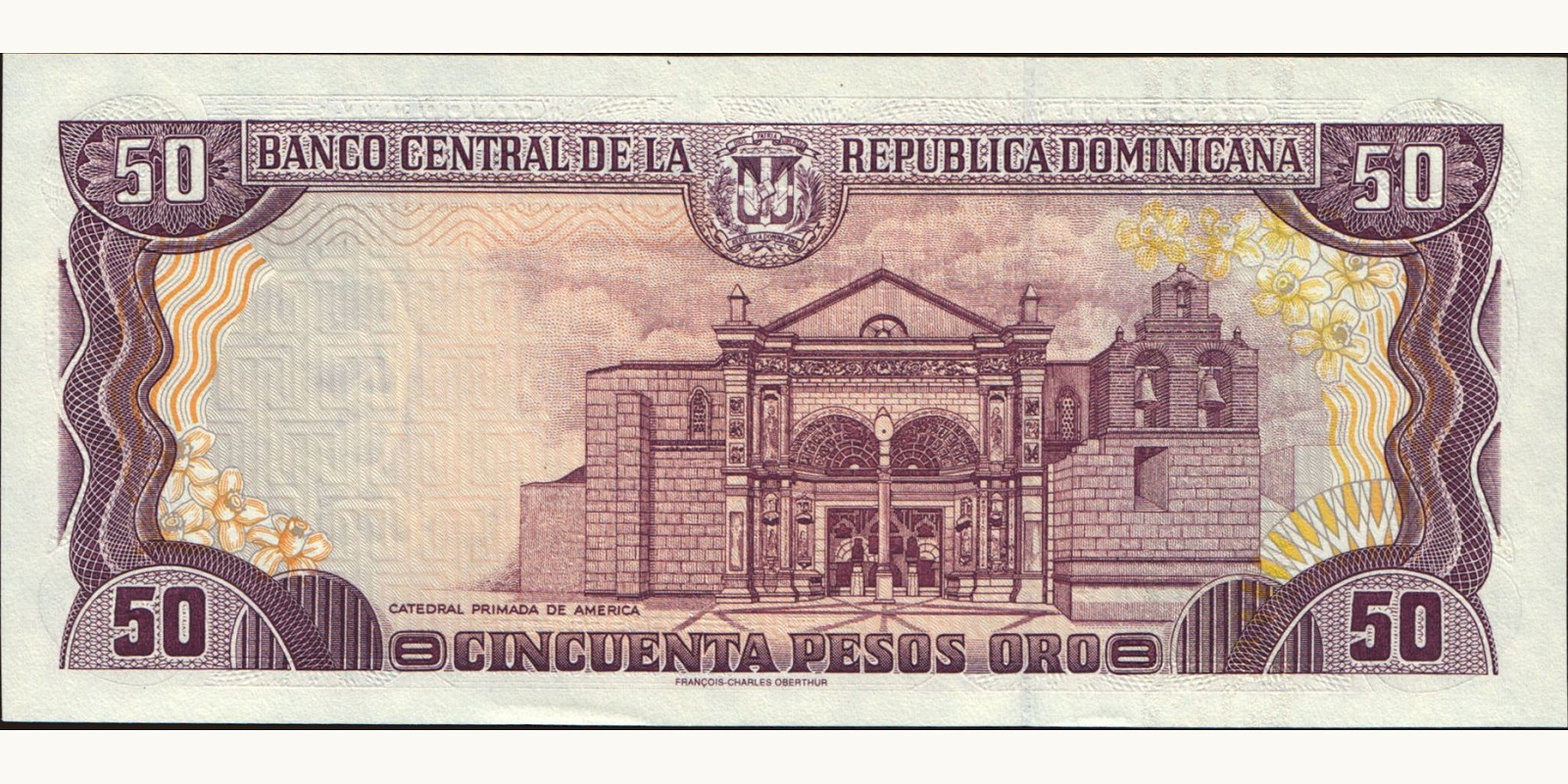 50 pesos Доминиканская Республика 1998 — Оборотная сторона