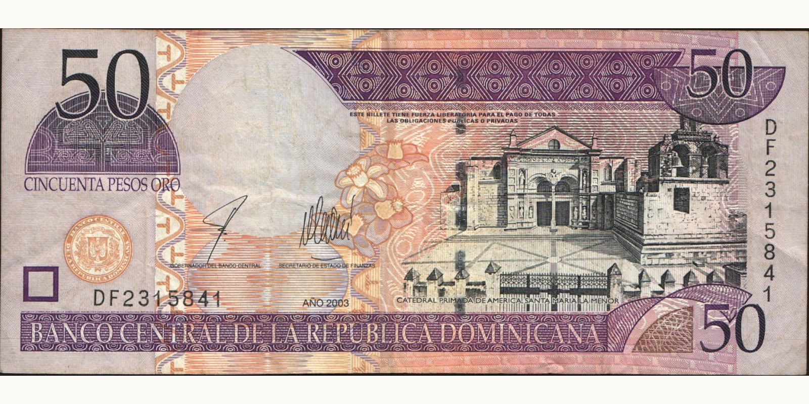 50 pesos Доминиканская Республика 2003 — Лицевая сторона