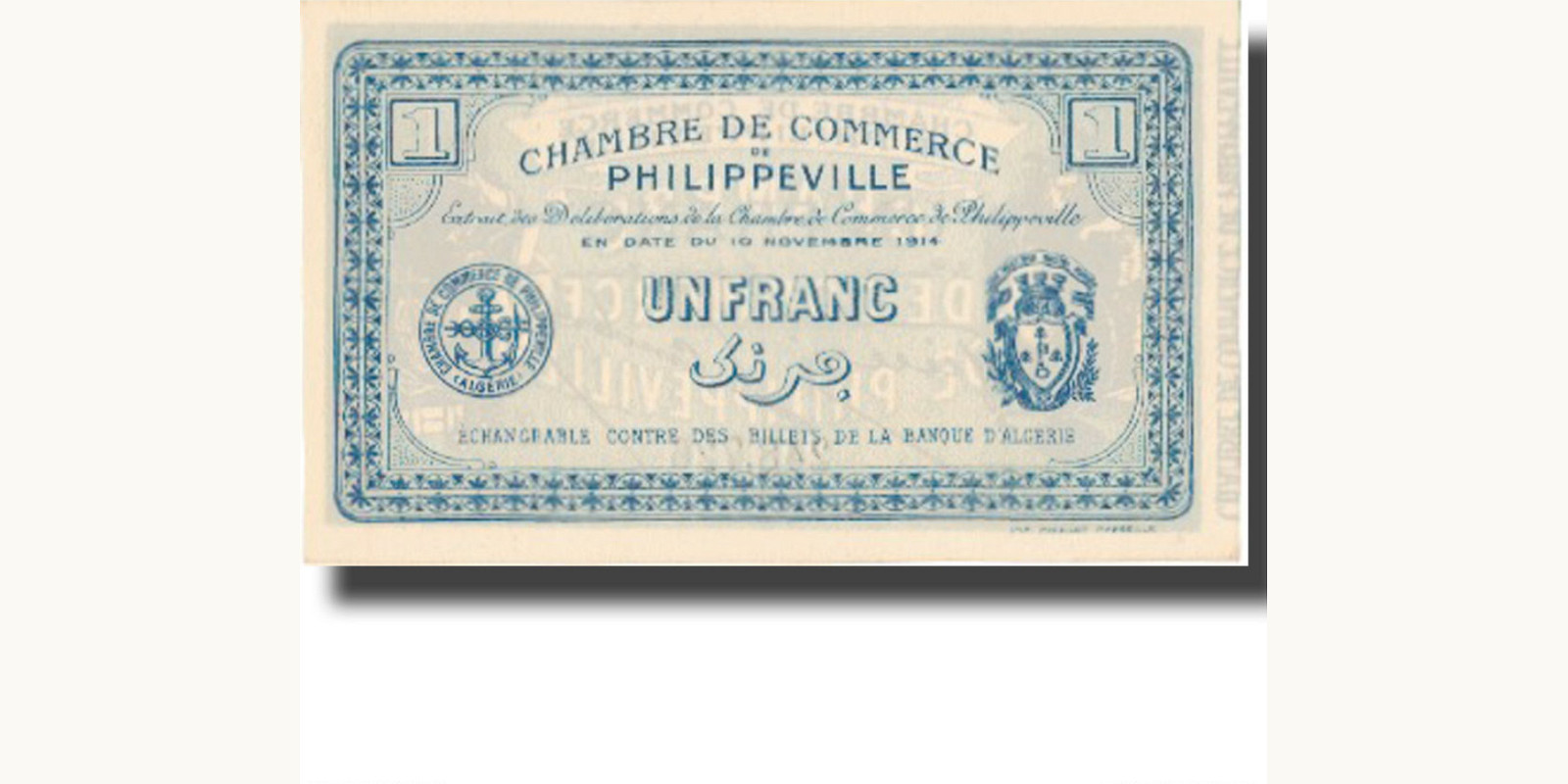 1 franc Algeria 1914 — Back side