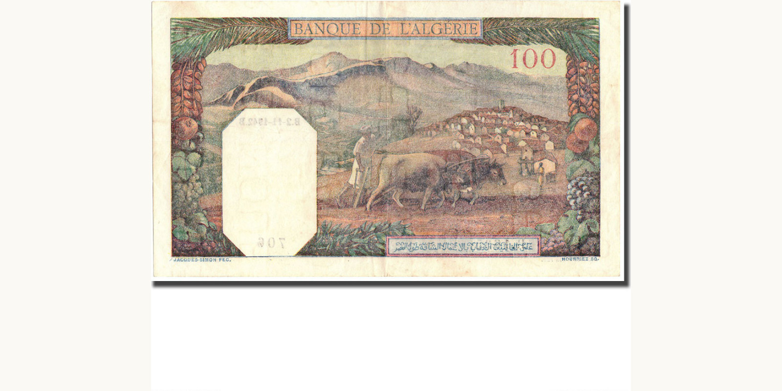 100 franc Алжир 1942 — Оборотная сторона