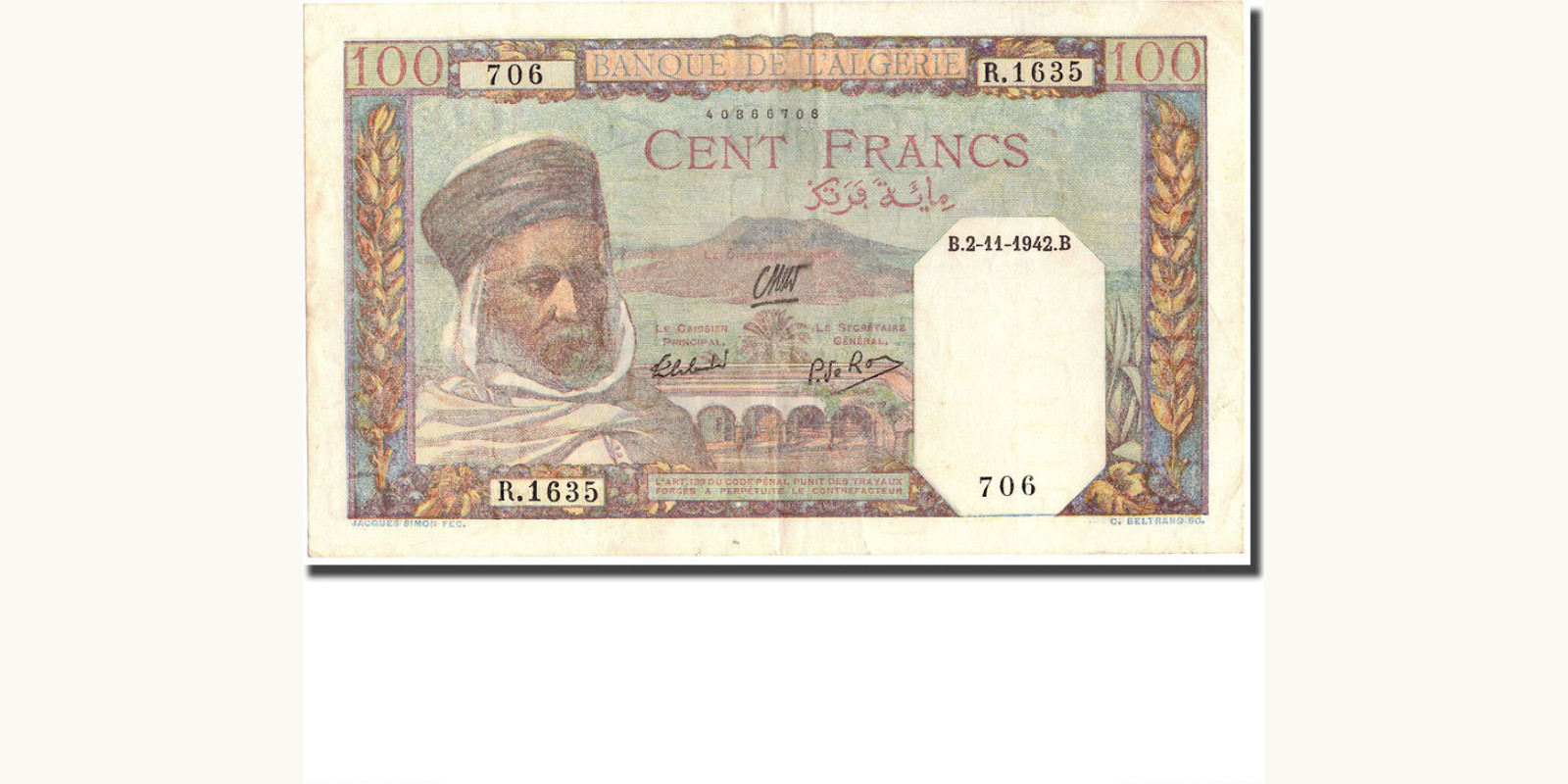 100 franc 1942