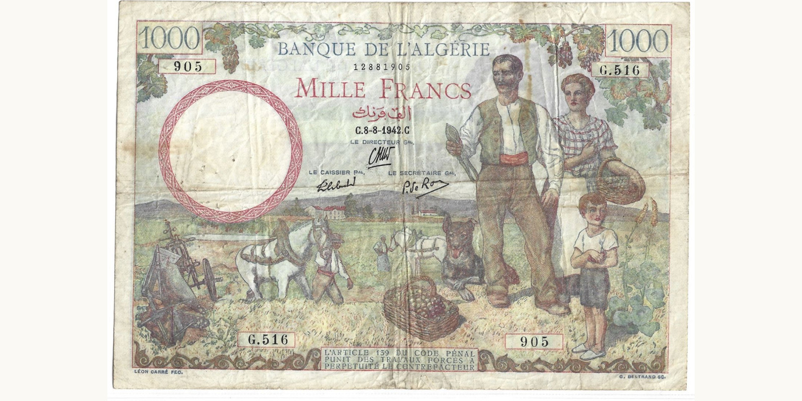 1000 franc 1942